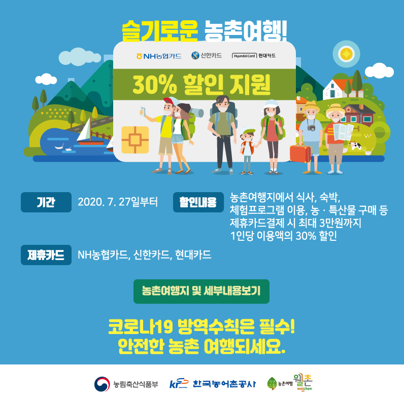 농촌관광 카드3사 30%할인지원